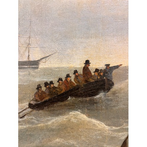 304 - Petrus Johannes Schotel (1808 - 1865), Dutch shipping off the coast, oil on canvas, signed, 64cm x 8... 