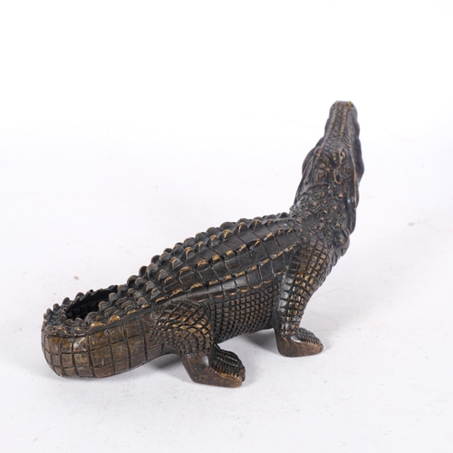 360 - A cast-bronze study of a crocodile, L24cm