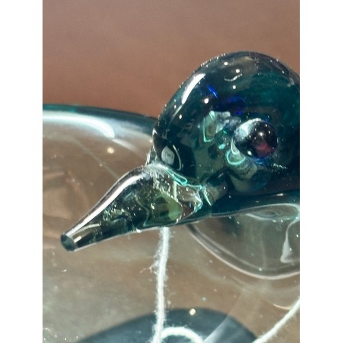 219 - ANTONIO DA ROS Cenedese Murano great bird pin tray in green and blue glass, no maker's marks, length... 