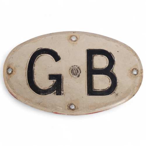 177 - RAILWAYANIA - a Vintage tinplate AA (Automobile Association) GB oval sign, diameter 24cm