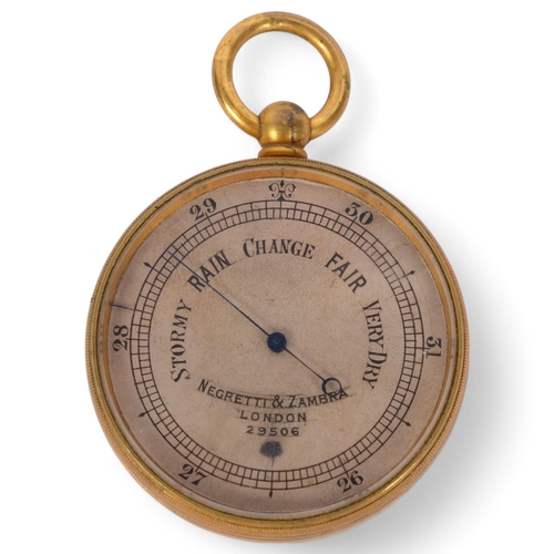 179 - NEGRETTI & ZAMBRA - an Antique brass-cased pocket barometer, no. 29506