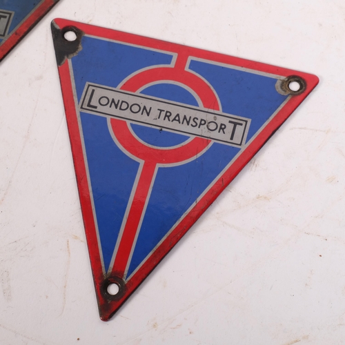 180 - RAILWAYANIA - a set of 5 Vintage enamelled London Transport triangular signs, W14.5cm