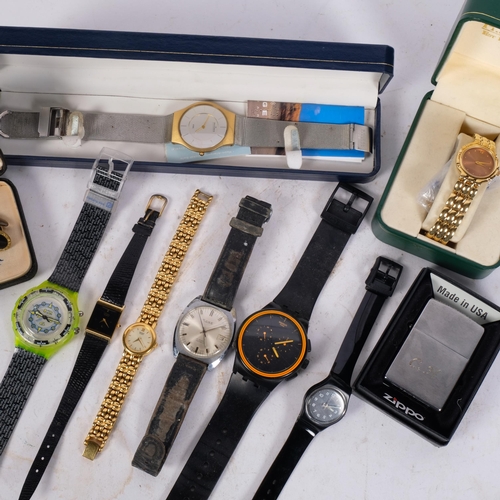 196 - A small collection of various lady's and gents wristwatches, including Skagen, Rone, a lady's Everit... 