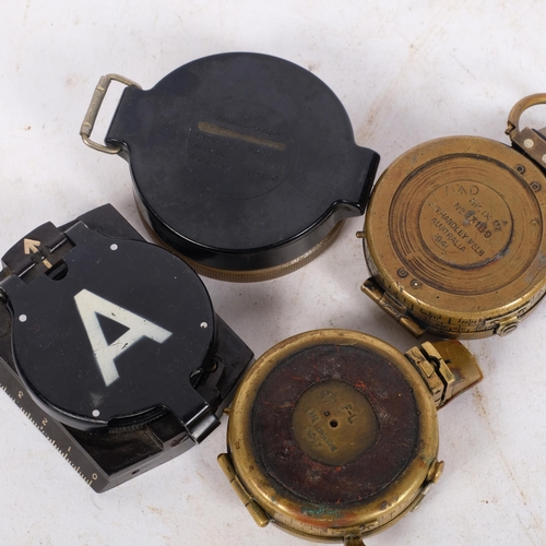 197 - A group of 4 various compasses, including Second World War example, marked J W Handley Melbourne Aus... 