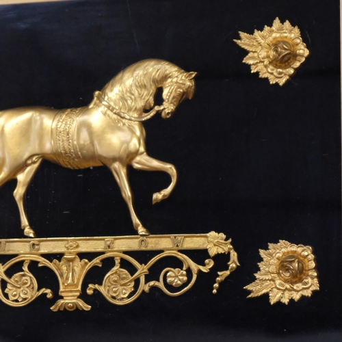 34 - A 19th century gilt-bronze relief Ducrow circus horse, with floral bosses, oak-framed and glazed, 59... 