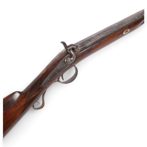 43 - A 19th century muzzle loading percussion rifle, marked WW Berridge, overall 118cm