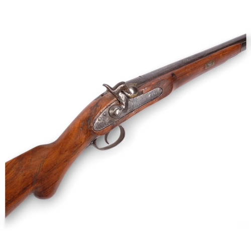 44 - A 19th century muzzle loading percussion rifle, overall 126cm