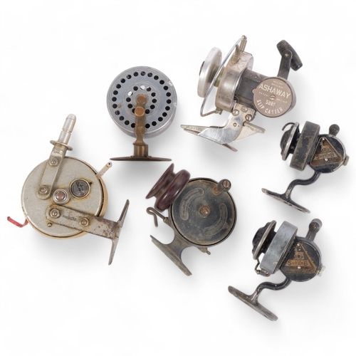 73 - 6 Vintage fishing reels, including Allcock-Stanley reel, Grice & Young Ltd Jecta Orlando, Ashaway Su... 