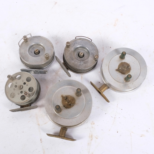 74 - 5 Vintage aluminium fishing reels, including 