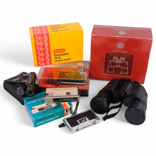 205 - A Kodak Instamatic 56-X camera and flash, boxed with outer sleeve, a Hanimex pocket camera 100 (no f... 