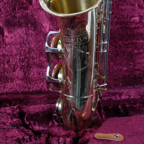 207 - A Corton brass and chromed saxophone, serial no. 157408, cased