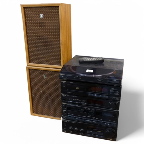 217 - A Technics separate stereo system, including turntable, compact disc player, tuner, cassette deck an... 