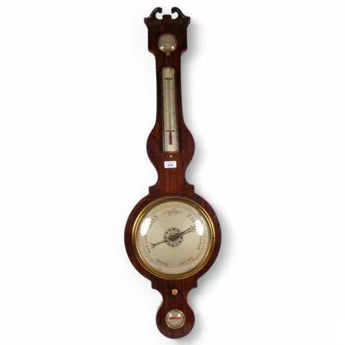 234 - OWEN OSWESTRY - a 19th century mahogany wheel barometer with thermometer, L107cm