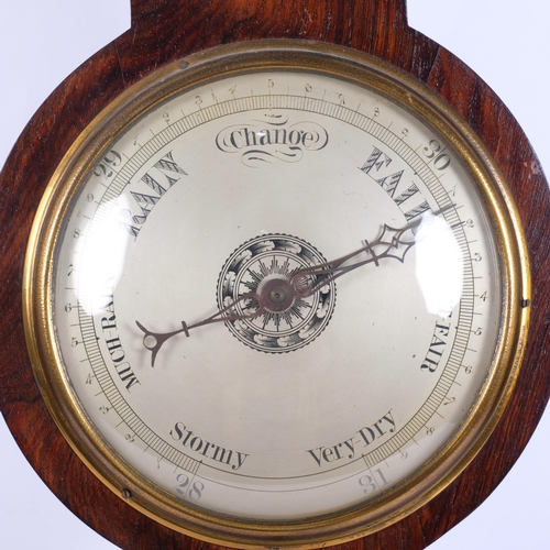 234 - OWEN OSWESTRY - a 19th century mahogany wheel barometer with thermometer, L107cm