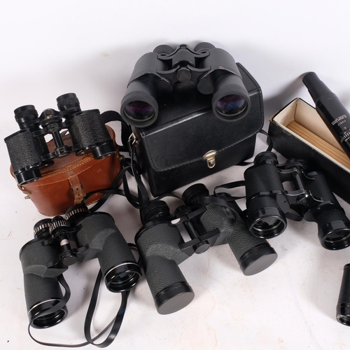 240 - A collection of various binoculars, including a pair of Claritas, London, lightweight 8x25, a pair o... 