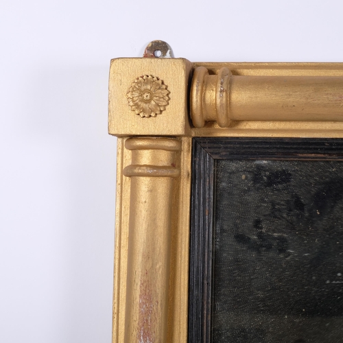 270 - Antique gilded wood-framed over mantel mirror, 57cm x 90cm