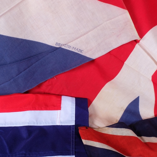 272 - Vintage printed cotton Union Jack, 140cm x 190cm, and 2 smaller flags