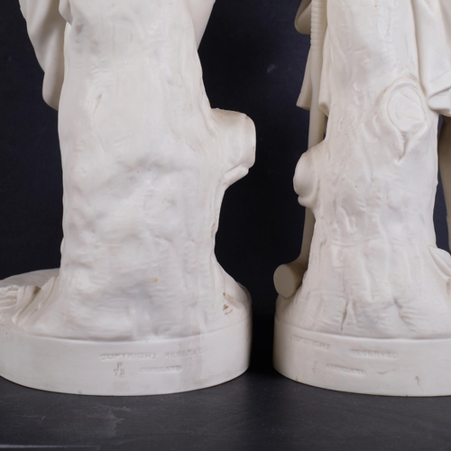 307 - A pair of Copeland Parian Ware figures of children, by C Halse, titled Young England, H40cm