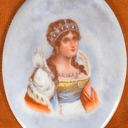 318 - A pair of Vintage printed and painted ceramic portrait plaques, depicting Napoleon and Josephine, H1... 