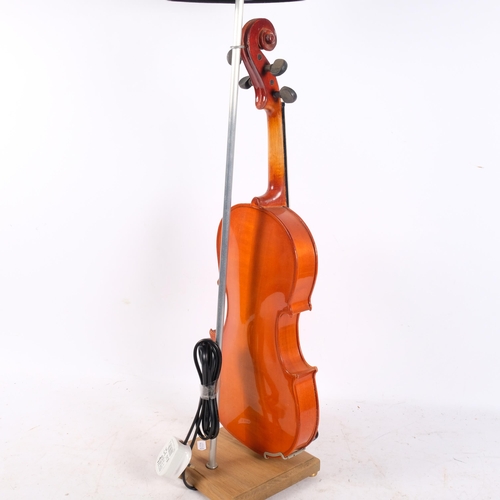 363 - A table lamp made from a violin, with shade, H79cm