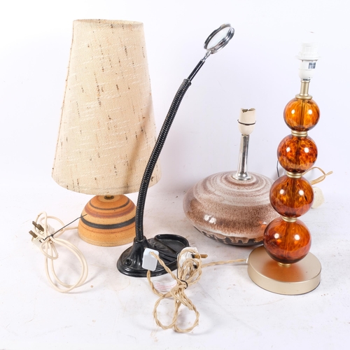 442 - 3 modern table lamps, and a cast-iron based desk magnifying lens (4)