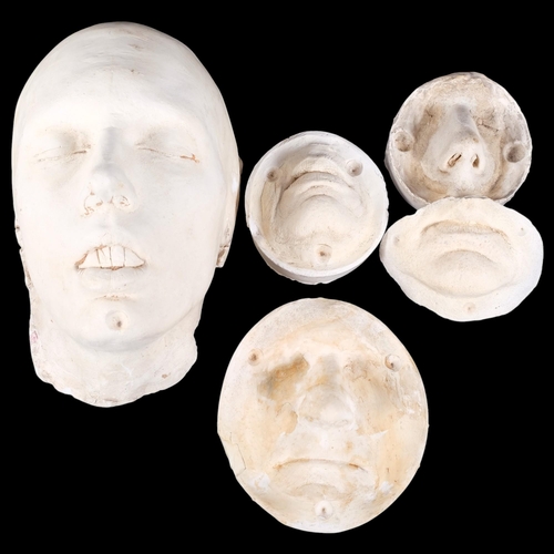 465 - A group of 5 plaster face and feature casts, largest 28cm