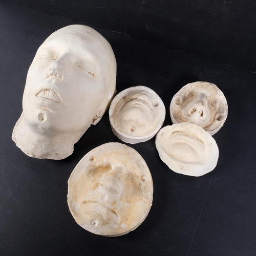 465 - A group of 5 plaster face and feature casts, largest 28cm