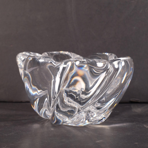 696 - An Orrefors swirled design glass vase, H10cm, indistinctly signed to the base