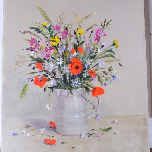 809 - Peggy Rutherford, 20th century oil on board, still life of flowers, and 5 other still lifes, flower ... 