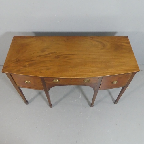 2510 - A Georgian mahogany bow-front sideboard. Width 122cm, height 76cm, depth 53cm