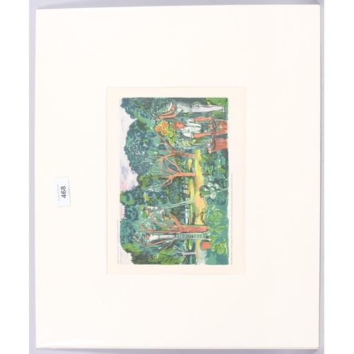 468 - John Minton, Apple Orchard Kent, lithograph, printed by Chromoworks Ltd London 1953, plate 15cm x 23... 