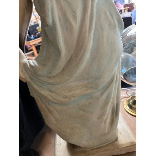 31 - WITHDRAWN - A large painted plaster Classical figure lamp, in the form of a partially draped figure ... 