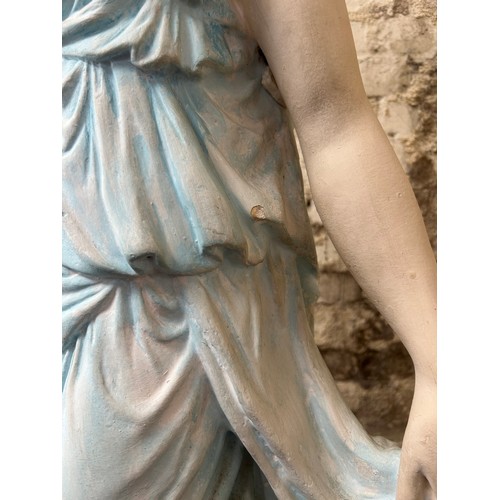 31 - WITHDRAWN - A large painted plaster Classical figure lamp, in the form of a partially draped figure ... 