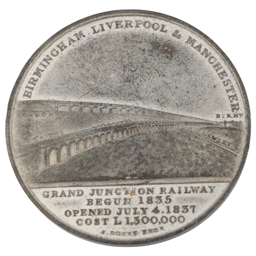 12 - RAILWAY INTEREST - Silver commemorative medal, Birmingham, Liverpool & Manchester Grand Junction Rai... 