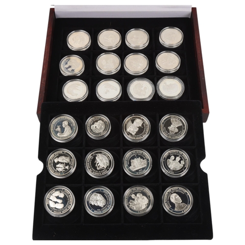 23 - A set of 24 silver proof commemorative coins fore The Queen Mother 1990s' Commonwealth issues, in pr... 