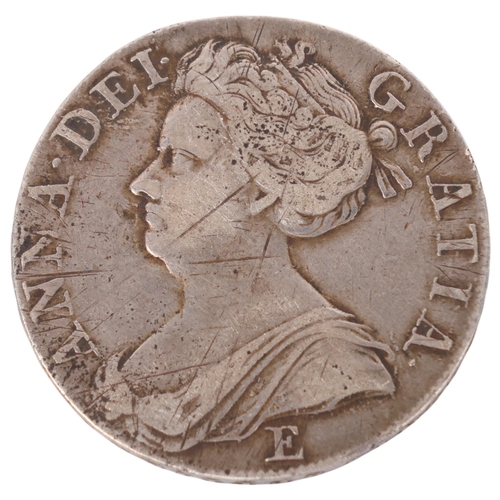 27 - A Queen Anne 1708 silver Crown, 38mm, 30.1g