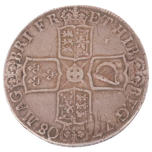 27 - A Queen Anne 1708 silver Crown, 38mm, 30.1g