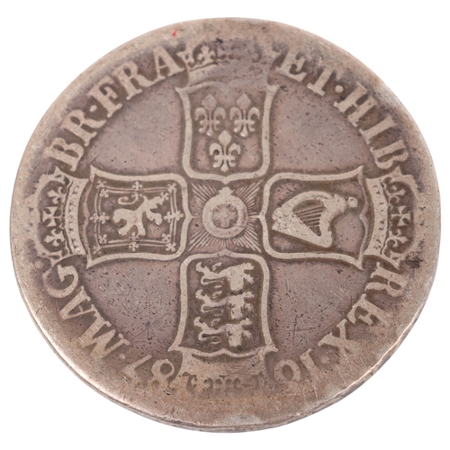 29 - A Charles II 1687 silver Crown, 39mm, 29g