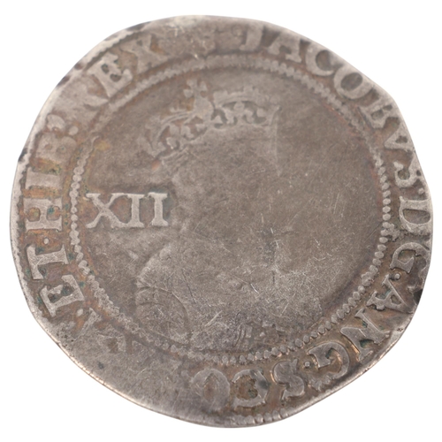 52 - A James I (1603-25) silver shilling, 1st coinage 1603-4 with thistle, 30mm, 5.8g