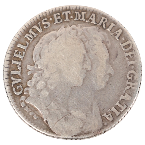 63 - A William & Mary 1693 silver Shilling, 25mm, 5.9g