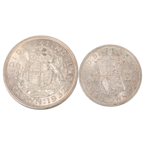 64 - A George VI silver Crown and Half-Crown both 1937, total 42.5g