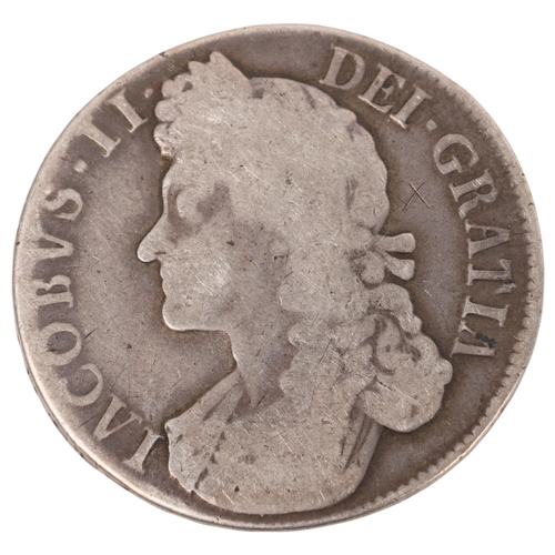 70 - A King James II 1688 silver Crown, 39mm, 29.4g