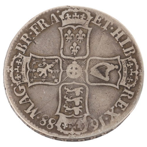 70 - A King James II 1688 silver Crown, 39mm, 29.4g