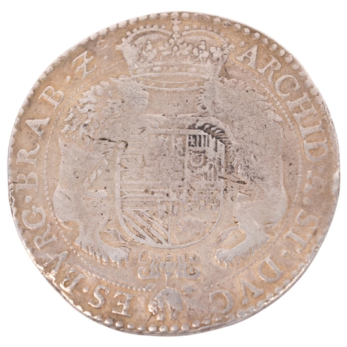 89 - Spanish Netherlands, Albert & Elisabeth, 1618 silver 1 Ducat, 44mm, 32.2g