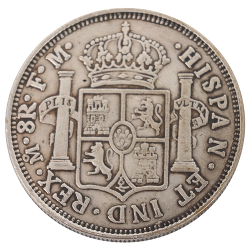 90 - **WITHDRAWN**A Carlos III Spainish 8 Reales 1776 silver coin,  Mexico mint, 39mm, 25.8g