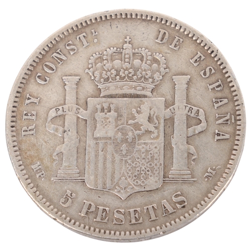 91 - An Alphonso XIII, Spanish 1889 silver 5 Pesetas, 37mm, 24.6g