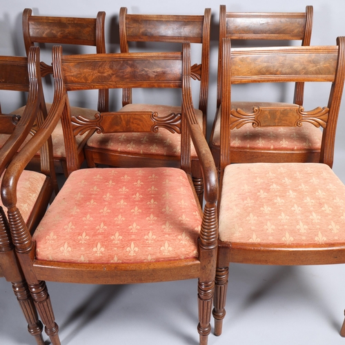 498 - A set of 8 George IV mahogany dining chairs, with carved backs and drop-in seats