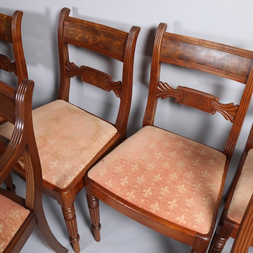 498 - A set of 8 George IV mahogany dining chairs, with carved backs and drop-in seats