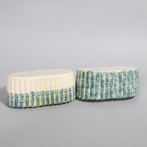 505 - A pair of Staffordshire pearlware pottery swan design wall pockets, circa 1920, width 15cm