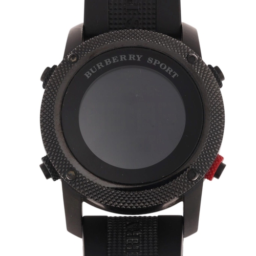 1095 - BURBERRY - a black Ionized stainless steel Sport digital quartz wristwatch, ref. BU7704, digital dia... 